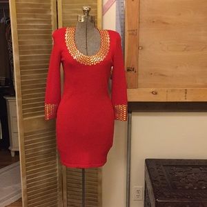 Vintage St. John red knit cocktail dress sz 2